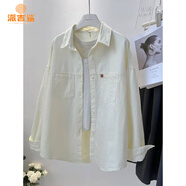 派吉鯊長(cháng)袖襯衫女薄外套2025春夏裝新款韓版寬松顯瘦口袋小個(gè)子開(kāi)衫襯衣 杏色 2XL 【建議130-140斤】