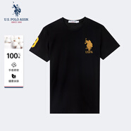 U.S. POLO ASSN.短袖t恤男夏季純棉小白T圓領(lǐng)寬松短袖男士打底衫 黑色 M