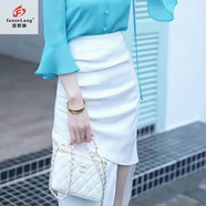 范哲狼（FANZELANG）設(shè)計感通勤套裝裙2025年夏季新款優(yōu)雅V領(lǐng)雪紡衫+不規(guī)則半身裙 白色 L 建議90-105斤