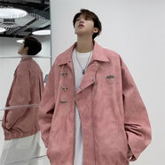 POUM韓式男裝PU皮衣夾克潮牌vintage痞帥高街機車(chē)服設計感青少年外套 HP-900粉色 常規 2XL