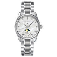 浪琴（LONGINES）手表名匠系列時(shí)尚簡(jiǎn)約女士手表月相貝母鑲鉆盤自動(dòng)機(jī)械女表 L2.409.4.87.6機(jī)械鋼帶34mm