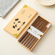 onlycook雞翅木筷子 原木質(zhì)無漆無蠟無味筷 餐具套裝六雙禮盒裝 大頭熊貓