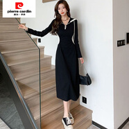 皮爾卡丹（pierre cardin）法式辣妹純欲風(fēng)連帽長(cháng)袖連衣裙女秋季公主裙黑色裙子修身過(guò)膝長(cháng) 法式辣妹純欲風(fēng)連帽#6w2xa XS 建議【70-80斤】
