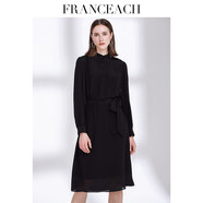 法涵意弛黑色雙縐真絲連衣裙中長(cháng)款2025春夏新款桑蠶絲A字裙 黑色 S