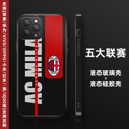 五大聯(lián)賽足球隊手機殼蘋(píng)果13華為oppo榮耀小米vivo液態(tài)硅膠玻璃殼 AC米蘭-旗幟【聯(lián)系客服備注機型 AG玻璃殼【高清不會(huì )碎】