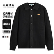 馬克華菲【保暖質(zhì)感】開(kāi)襟針織衫男24秋冬新款翻領(lǐng)寬松舒適休閑開(kāi)衫毛衣 001黑色 常規(guī) 廓型版 M