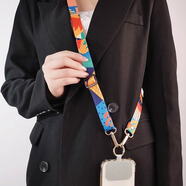 斯幻柯適用北歐多彩斜挎背帶手機掛繩帶子女款帆布掛鏈掛脖子不勒脖斜跨鏈條掛件手機殼套繩-北歐青鳶