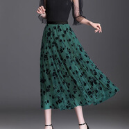 尚濤半身裙女網(wǎng)紗植絨中長(zhǎng)款紗裙百搭高腰顯瘦多巴胺超仙夏季大擺裙 孔雀綠85cm身高160以上穿 2XL 建議140-160斤