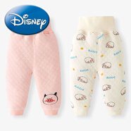 冬霧嬰兒高腰護肚秋褲純棉單條寶寶保暖褲子秋冬兒童護臍褲童可開(kāi)檔 粉色+兔子[5105] [保暖高腰] 80 /8-12個(gè)月/16-20斤