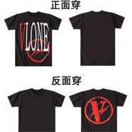 VLONE短袖禮高版支持鑒定短袖王一博同款骷髏情人節(jié)大V男女寬松T恤 黑紅閃電藤原浩聯(lián)名 XL