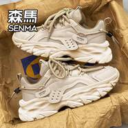 森馬（Senma）老爹鞋男2025男鞋夏季網(wǎng)面透氣輕便防臭厚底增高運動男士休閑潮鞋 杏色網(wǎng)面 38