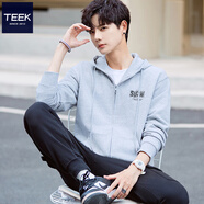 TEEK寬松拉鏈連帽衛衣男士開(kāi)衫外套 2026春秋季夾克青少年純棉上衣服 ME302灰色 S