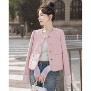 絲柏舍設(shè)計(jì)感外套2025春裝新款女裝甜美風(fēng)修身減齡單排扣圓領(lǐng)上衣 粉色 M