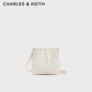 CHARLES&KEITH迷你菱格流浪包單肩斜挎雙肩包包女包生日禮物CK2-60782390 Cream奶白色 S