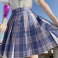 瑟空（SEKONG）2025夏新款日系短袖jk制服女學(xué)院風(fēng)格子百褶裙學(xué)生水手服套裝YXQ 紫煙【單裙子+領(lǐng)結(jié)+飛機(jī)盒】 XS
