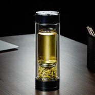 希諾雙層玻璃杯磁吸式茶水分離杯子男高檔茶杯水杯XN-7012紫羅蘭300mL