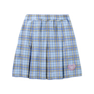 千趣會(huì )童裝夏款女童校園風(fēng)經(jīng)典格紋針織棉質(zhì)透氣百褶裙半身裙 天藍色(格紋) 110 cm