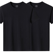 南極人棉短袖t恤男寬松純棉上衣服圓領(lǐng)大碼半截袖潮流黑白純色體恤 黑色+黑色 【兩件裝】 4XL *190-200斤