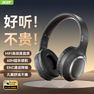 宏碁（acer）OHR300頭戴式藍(lán)牙耳機(jī)無線降噪耳麥電腦游戲運動音樂耳機(jī)超長待機(jī)適用于蘋果華為小米黑色