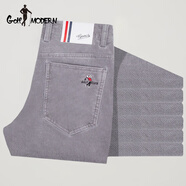 GOLF MODERN 高爾夫休閑褲男秋冬燈芯絨條絨男褲厚款直筒長褲 灰色 35