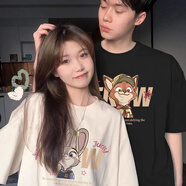 MDlila《2件裝》尼克朱迪情侶裝夏季短袖t恤2025一男一女寬松半袖衣服 尼克朱迪 男黑+女白《2件裝》 L 男+女S