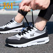 361°男鞋2025新款皮面運動(dòng)鞋361度正品減震休閑跑步鞋男士 W2241-10U中灰-烏黑色-網(wǎng)面氣墊 42
