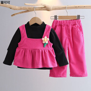 嬰兒衣服分體春秋女寶嬰兒分體套裝春秋女孩嬰幼兒春裝外套女童裝春秋嬰兒三件套裝公主衣服0-1歲3春季2秋裝5 林 一枝花三件套玫紅 90