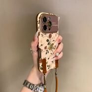 鑒百伊 復古法式立體山茶花適用iPhone17手機殼蘋(píng)果16promax皮質(zhì)軟15Pro高級女14滿(mǎn)屏玫瑰花12掛繩保護套 【滿(mǎn)屏紅白玫瑰+立體山茶花+棕色貼皮掛繩】 iPhone 14 Pro Ma