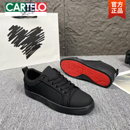 卡帝樂鱷魚（CARTELO）歐洲站2025新款男鞋時尚板鞋低幫韓版黑武士鞋男軟底凈版休閑黑鞋 871皮面全黑 41