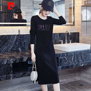 皮爾卡丹（pierre cardin）T恤裙純·棉大碼氣質(zhì)復古時(shí)髦長(cháng)款早秋女裝新款小眾設計感連衣裙 B1-2星空字母 M 建議95斤內