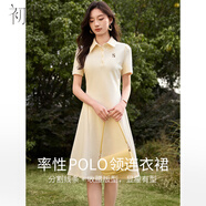 初申夏季polo短袖連衣裙女精致字母刺繡收腰顯瘦休閑百搭裙子S52Q014