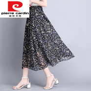 皮爾卡丹（pierre cardin）系帶松緊腰碎花半身裙女夏季雪紡a字裙中長(cháng)款2024高腰顯瘦百褶裙 花色17 均碼 松緊腰(80-150斤)