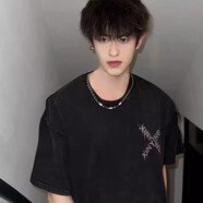 銀千惠唯一男生項鏈高級感拼接鎖骨鏈嘻哈風(fēng)美式痞帥潮男吊墜小眾輕奢男款鏈