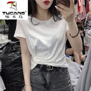 啄木鳥（TUCANO）棉t恤女2025新款夏白色短袖T恤女短款修身小眾高腰搭配牛仔 白色_024# S