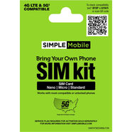 Simple Mobile Bring 您自己的手機(jī)預(yù)付 SIM 卡套件  3 合 1 CDMA SIM 卡