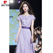 皮爾卡丹（pierre cardin）2025新款高端精致仙氣長(cháng)裙法式氣質(zhì)絕美風(fēng)紫色連衣裙子夏季 紫色 L :【建議105-115斤】