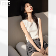 對白別致鏤空肌理感針織背心女2025夏季新款無袖白色內(nèi)搭打底上衣 象牙白 XL
