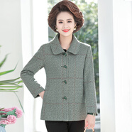 俞兆林（YUZHAOLIN）中年媽媽裝50歲60洋氣外套女2025新款中老年女裝秋冬呢子老人衣服 綠色 XL （建議90-105斤）