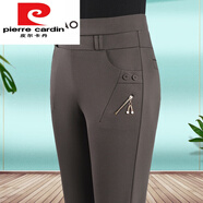 皮爾卡丹（pierre cardin）2024新款中年婦女褲子春秋夏季女士長褲彈力休閑褲外穿褲 咖啡色 夏 薄款 3XL 建議115/130斤
