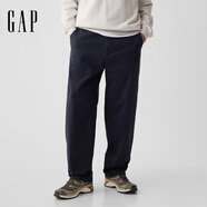 Gap男裝2025秋季新款彈力寬松闊腿斜紋布休閑褲長褲美版714169 藏藍色 31 /32