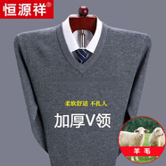 恒源祥純色羊毛絨衫男加厚半高圓領(lǐng)毛衣羊毛衫冬季款針織衫打底保暖上衣 V 領(lǐng)灰色-純?nèi)?00甄選精品羊毛 XL 175【適合140-155斤】【柔軟舒適保暖