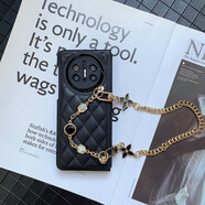 潮殼鋪子華為matex5典藏版手機殼時(shí)尚水鉆手鏈matex3折疊屏保護套可斜背x5皮套MATEX3斜挎長(cháng)鏈條外殼新女款 菱格黑/水鉆手提/四葉草手提 華為 Mate X3