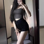 凌卡戚甜辣復(fù)古牛仔短裙女2025年高腰顯瘦彈力韓版包臀A字半身裙褲 黑色短褲彈力 XS