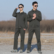 意設(shè)新式體能服長(zhǎng)袖藏藍(lán)色運(yùn)動(dòng)套裝男春女秋套裝褲子跑步冬季體能服 灰綠色體能服套裝(上衣+下褲) 165/84-88
