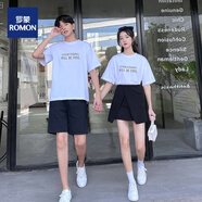 羅蒙（ROMON）情侶裝情侶t恤男女T恤夏季網(wǎng)紅情侶裝短袖T恤女一裙一衣兩件套男 白色T恤 XL