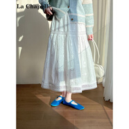 拉夏貝爾（La Chapelle）2025春裝“小清新“”純色小白裙重工蕾絲鏤空棉感半身裙傘裙女 白色 M -90-105斤