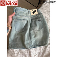 SNYDER WEAR美式復(fù)古蝴蝶結(jié)刺繡牛仔裙女夏季半身辣妹包臀超短裙a字顯瘦裙子 淺藍(lán)色【有內(nèi)襯】 XS 【建議74-84斤】