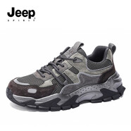 JEEP SPIRIT吉普男鞋運動鞋男網(wǎng)面老爹鞋男休閑跑步鞋子男 古城灰 40