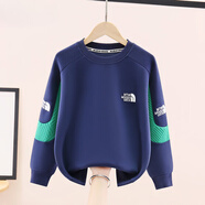 北極絨（Bejirog）男童衛衣秋裝2025新款兒童加絨冬裝長(cháng)袖t恤上衣男孩春季洋氣衣服 藏青色（春秋） 170 cm （適合身高160cm左右）