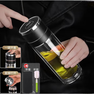ZSR茶杯高硼硅玻璃杯一鍵開(kāi)蓋茶水分離防摔鋼化玻璃飲用水車用 商務(wù)黑色+杯套+杯刷 400ml